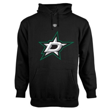 Men's Dallas Stars Old Time Hockey Big Logo with Crest Pullover Hoodie - - Black