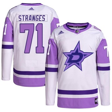 Authentic Adidas Men's Antonio Stranges Dallas Stars Hockey Fights Cancer Primegreen Jersey - White/Purple