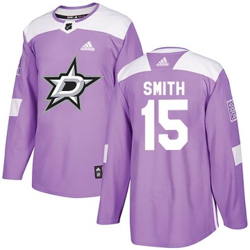 Authentic Adidas Men's Bobby Smith Dallas Stars Fights Cancer Practice Jersey - Purple
