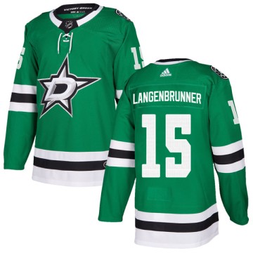 Authentic Adidas Men's Jamie Langenbrunner Dallas Stars Home Jersey - Green