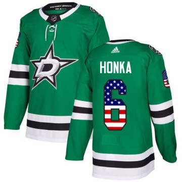 Authentic Adidas Men's Julius Honka Dallas Stars USA Flag Fashion Jersey - Green