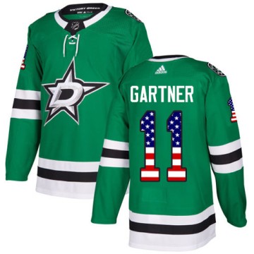 Authentic Adidas Men's Mike Gartner Dallas Stars USA Flag Fashion Jersey - Green