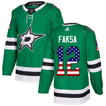 Authentic Adidas Men's Radek Faksa Dallas Stars USA Flag Fashion Jersey - Green