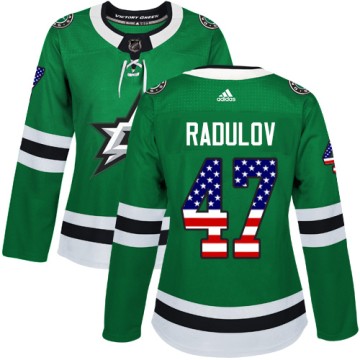 Authentic Adidas Women's Alexander Radulov Dallas Stars USA Flag Fashion Jersey - Green