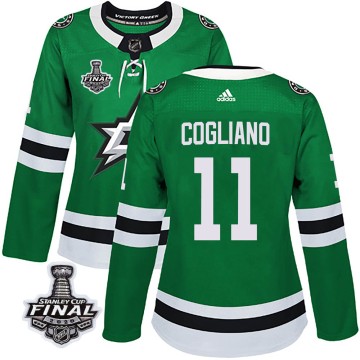 Authentic Adidas Women's Andrew Cogliano Dallas Stars Home 2020 Stanley Cup Final Bound Jersey - Green
