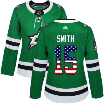 Authentic Adidas Women's Bobby Smith Dallas Stars USA Flag Fashion Jersey - Green