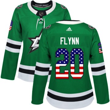 Authentic Adidas Women's Brian Flynn Dallas Stars USA Flag Fashion Jersey - Green