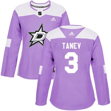 Authentic Adidas Women's Chris Tanev Dallas Stars Fights Cancer Practice Jersey - Purple