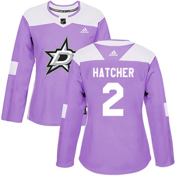 Authentic Adidas Women's Derian Hatcher Dallas Stars Fights Cancer Practice Jersey - Purple