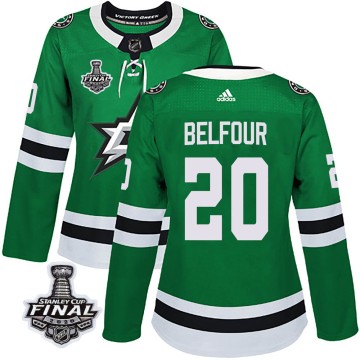 Authentic Adidas Women's Ed Belfour Dallas Stars Home 2020 Stanley Cup Final Bound Jersey - Green