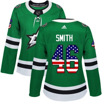 Authentic Adidas Women's Gemel Smith Dallas Stars USA Flag Fashion Jersey - Green