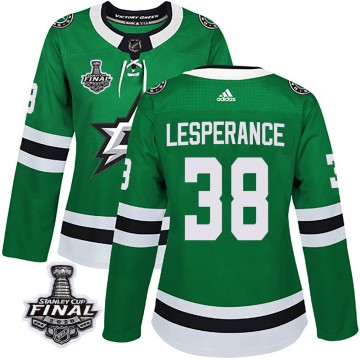 Authentic Adidas Women's Joel LEsperance Dallas Stars Home 2020 Stanley Cup Final Bound Jersey - Green