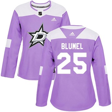 Authentic Adidas Women's Matej Blumel Dallas Stars Fights Cancer Practice Jersey - Purple