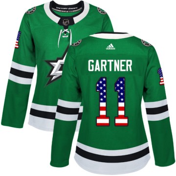 Authentic Adidas Women's Mike Gartner Dallas Stars USA Flag Fashion Jersey - Green