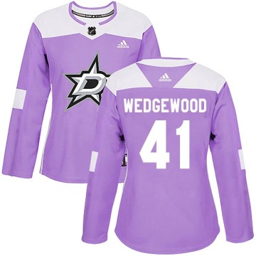 Authentic Adidas Women's Scott Wedgewood Dallas Stars Fights Cancer Practice Jersey - Purple