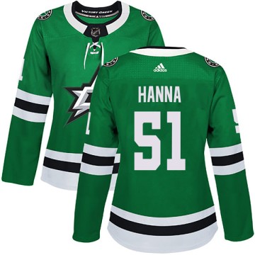 Authentic Adidas Women's Shane Hanna Dallas Stars Home Jersey - Green