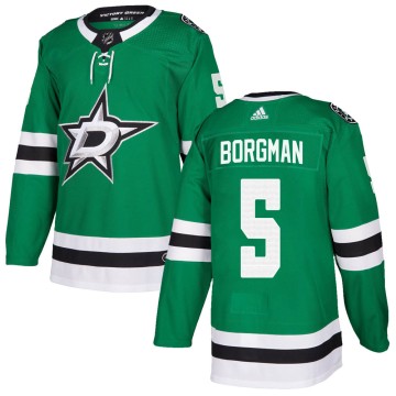 Authentic Adidas Youth Andreas Borgman Dallas Stars Home Jersey - Green