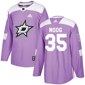 Authentic Adidas Youth Andy Moog Dallas Stars Fights Cancer Practice Jersey - Purple