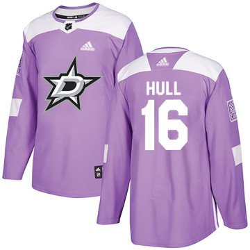 Authentic Adidas Youth Brett Hull Dallas Stars Fights Cancer Practice Jersey - Purple