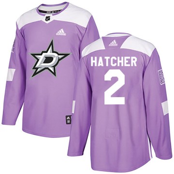 Authentic Adidas Youth Derian Hatcher Dallas Stars Fights Cancer Practice Jersey - Purple