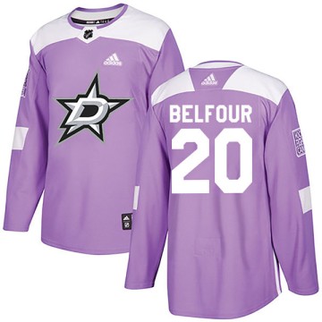 Authentic Adidas Youth Ed Belfour Dallas Stars Fights Cancer Practice Jersey - Purple