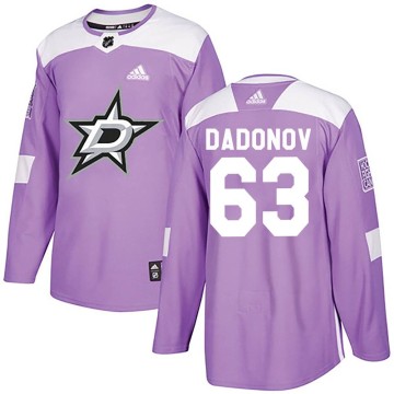 Authentic Adidas Youth Evgenii Dadonov Dallas Stars Fights Cancer Practice Jersey - Purple