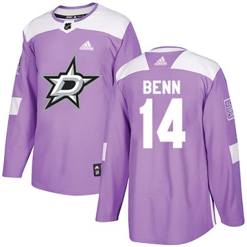Authentic Adidas Youth Jamie Benn Dallas Stars Fights Cancer Practice Jersey - Purple