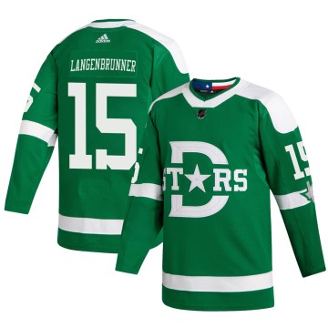 Authentic Adidas Youth Jamie Langenbrunner Dallas Stars 2020 Winter Classic Jersey - Green