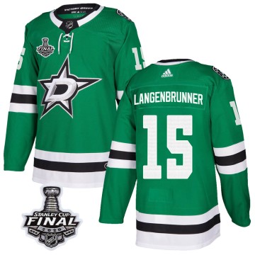Authentic Adidas Youth Jamie Langenbrunner Dallas Stars Home 2020 Stanley Cup Final Bound Jersey - Green