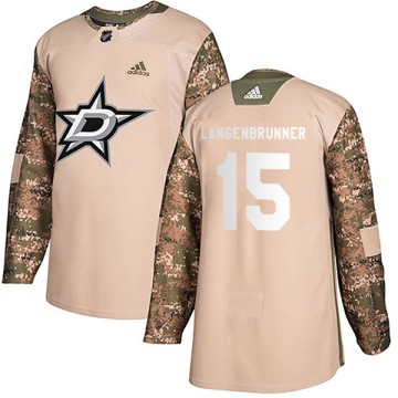 Authentic Adidas Youth Jamie Langenbrunner Dallas Stars Veterans Day Practice Jersey - Camo