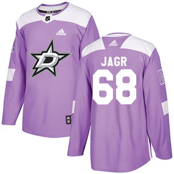 Authentic Adidas Youth Jaromir Jagr Dallas Stars Fights Cancer Practice Jersey - Purple