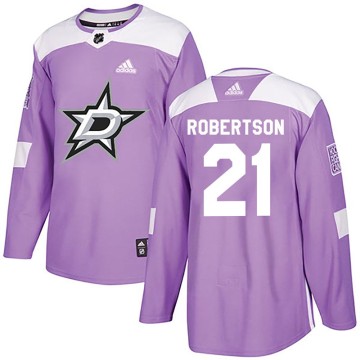 Authentic Adidas Youth Jason Robertson Dallas Stars Fights Cancer Practice Jersey - Purple