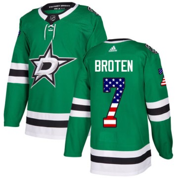 Authentic Adidas Youth Neal Broten Dallas Stars USA Flag Fashion Jersey - Green