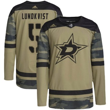 Authentic Adidas Youth Nils Lundkvist Dallas Stars Military Appreciation Practice Jersey - Camo