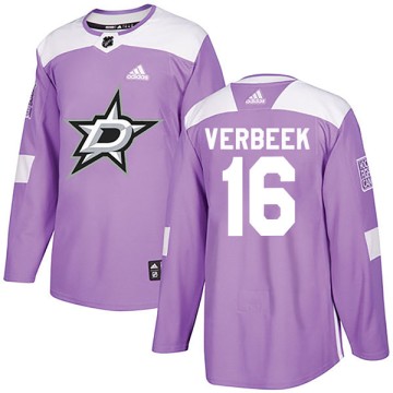 Authentic Adidas Youth Pat Verbeek Dallas Stars Fights Cancer Practice Jersey - Purple