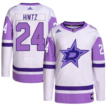 Authentic Adidas Youth Roope Hintz Dallas Stars Hockey Fights Cancer Primegreen Jersey - White/Purple