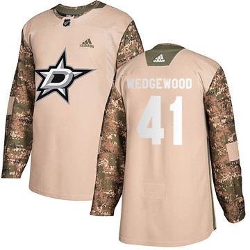 Authentic Adidas Youth Scott Wedgewood Dallas Stars Veterans Day Practice Jersey - Camo