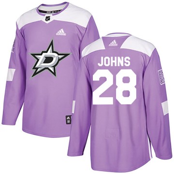 Authentic Adidas Youth Stephen Johns Dallas Stars Fights Cancer Practice Jersey - Purple