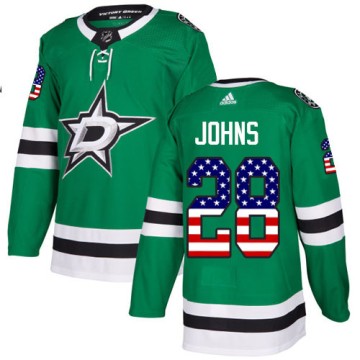 Authentic Adidas Youth Stephen Johns Dallas Stars USA Flag Fashion Jersey - Green