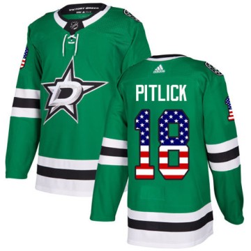 Authentic Adidas Youth Tyler Pitlick Dallas Stars USA Flag Fashion Jersey - Green