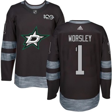 Authentic Youth Gump Worsley Dallas Stars 1917-2017 100th Anniversary Jersey - Black