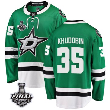 Breakaway Fanatics Branded Men's Anton Khudobin Dallas Stars Home 2020 Stanley Cup Final Bound Jersey - Green