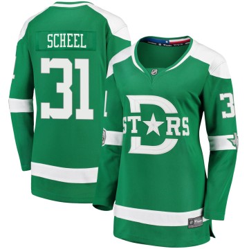 Breakaway Fanatics Branded Women's Adam Scheel Dallas Stars 2020 Winter Classic Player Jersey - Green