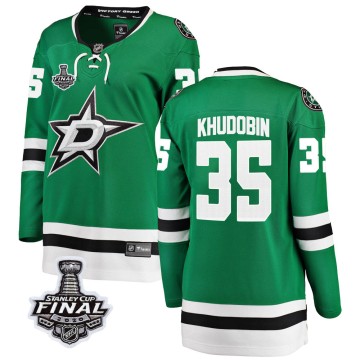 Breakaway Fanatics Branded Women's Anton Khudobin Dallas Stars Home 2020 Stanley Cup Final Bound Jersey - Green