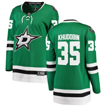 Breakaway Fanatics Branded Women's Anton Khudobin Dallas Stars Home Jersey - Green