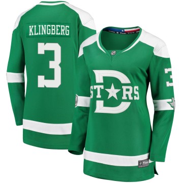 Breakaway Fanatics Branded Women's John Klingberg Dallas Stars 2020 Winter Classic Jersey - Green