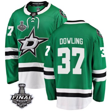 Breakaway Fanatics Branded Youth Justin Dowling Dallas Stars Home 2020 Stanley Cup Final Bound Jersey - Green